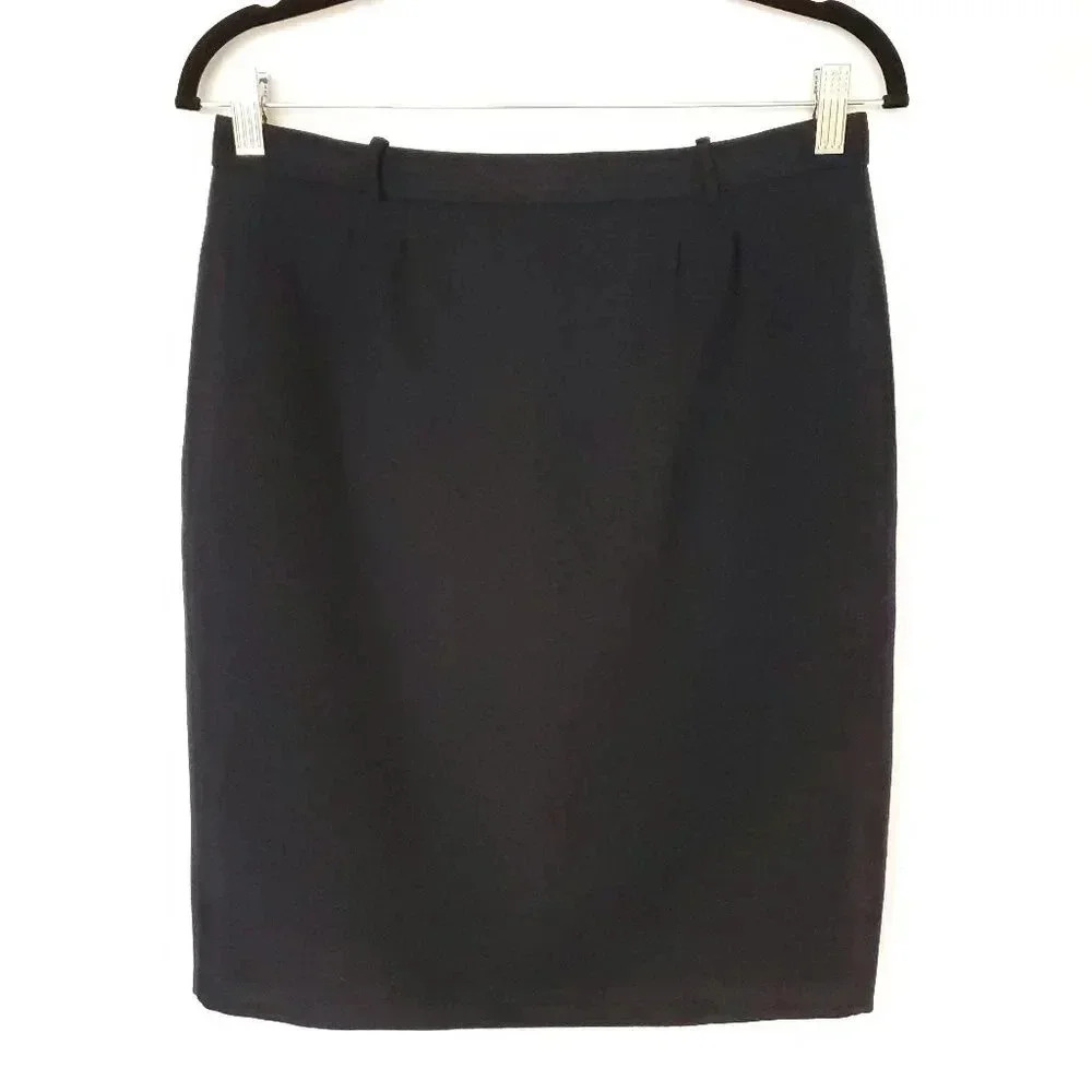 André Laug Mini Wool Blend Skirt Womens Size 6 Navy Blue Made In Italy Straight